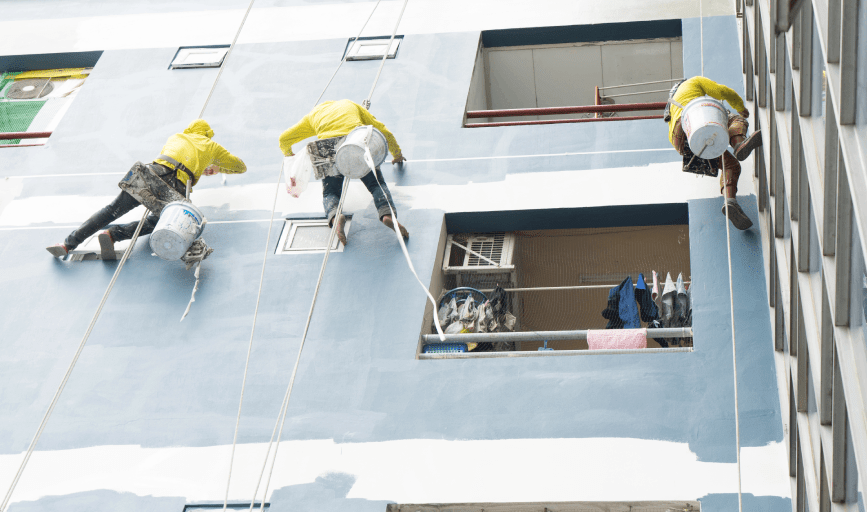commercial building being painted