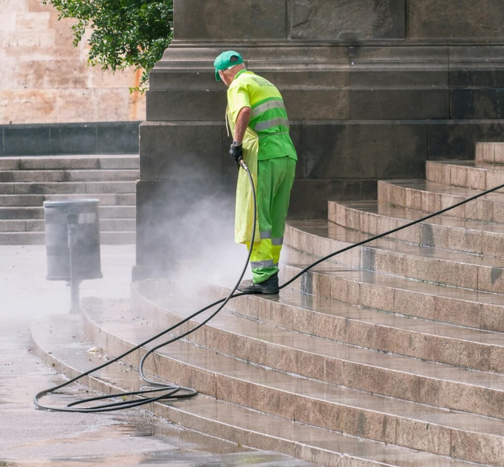 pressure washing commercial steps